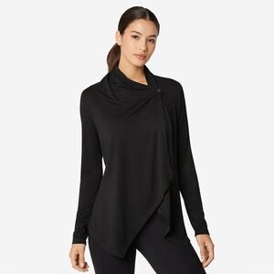 BEYOND YOGA Wrap Top Womens Small Black Athleisure Minimalist